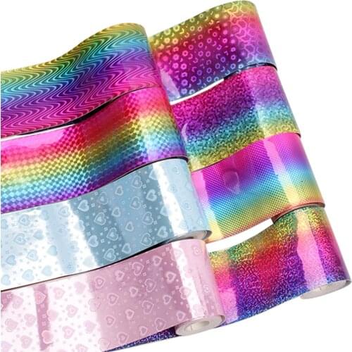 Colorful Glossy Ribbon Rainbow Gradient Color Webbing Holiday Decoration Hand Sewing Materials DIY Crafts Supplies 2Yards