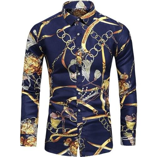 Business Casual Long-sleeved Shirt for Men Fashion Retro Printing Shirts 2021 Autumn New Cardigan Tops European Plus Size 7XL