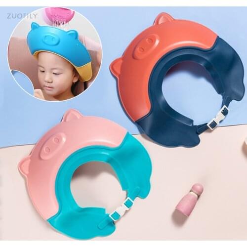 Children Shampoo Cap Baby Soft Cartoon Bath Visor Hat Adjustable Baby Shower Protect Eye Water-proof Hair Shield Cap for Infant