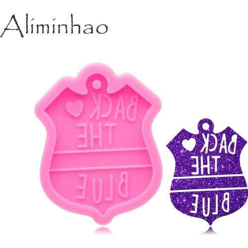 DY0999 Super Glossy Police Badge Resin Mold, Craft Keychain Silicone for DIY Mould Necklace jewelry Epoxy Resin