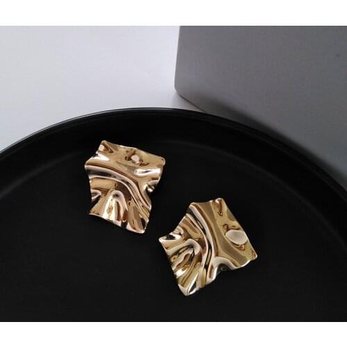 European and American Jewelry Irregular Metallic Earrings Shiny Golden Plating Geometric Zinc Alloy Fashion Statement Earrings