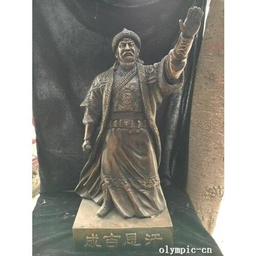 24''copper sculpture chinese famous strategist Genghis Khan statue