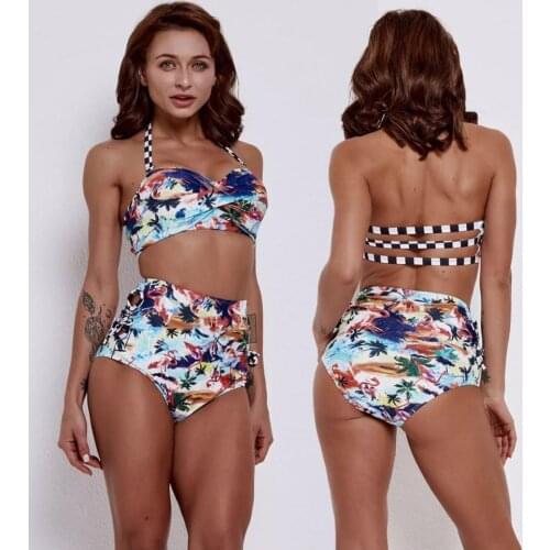 2019 Two Piece Swimming Suit For Women Padded Bras Triangle Body Suits Beach Style Swimwear Bandage Bikini Set