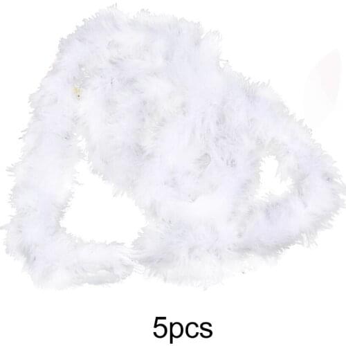 2020 5 Pcs 2M White Christmas Tree Feather Xmas Ribbon Strip Party Garland Wedding Decorations Accessories