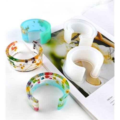 Bangle moldings for resine Clear Silicone Egg Shaped Bracelet Mould For Epoxy Resin Real Flower DIY Mold Open Design Bangle DIY