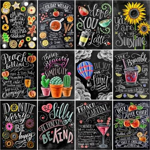 MomoArt Cartoon Diamond Embroidery Square Picture of Rhinestones Cross Stitch 5D DIY Blackboard Text Mosaic Home Decor Gift