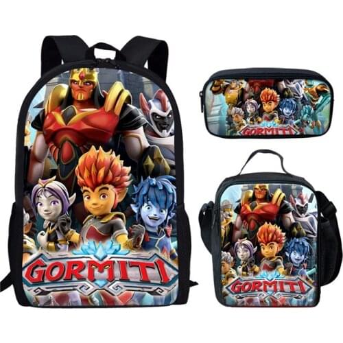 Cartoon Anime Gormiti School Bag Junior Student 3pcs/ Set Backpack New Games Children Bookbag Kid Daily Rucksack