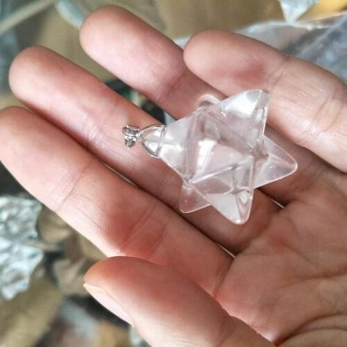 Natural White Quartz crystal Stone Merkaba Pendant Necklace Healing natural stones and minerals