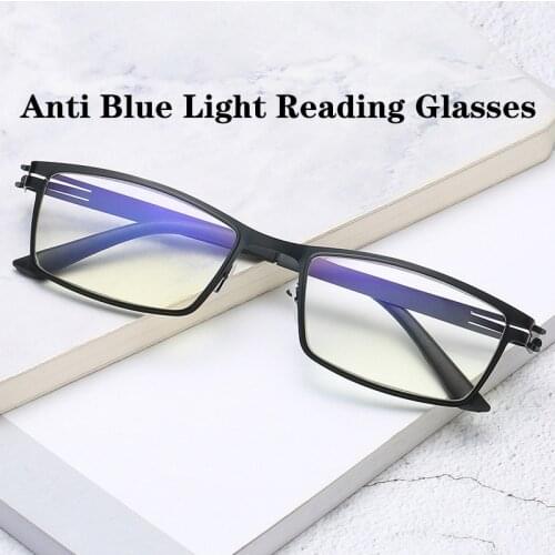 Unisex Fashion Business Anti Blue Ray Reading Glasses Blue Light Protection Rectangular Eyeglasses With Lens Plus +1.0 To +4.0