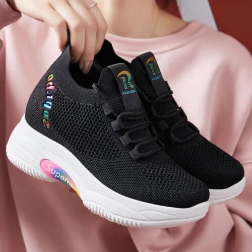 Autumn Fashion White Sneakers For Women Mesh Ladies Wedge Sneakers Chunky Trainers Female Buffalo Shoes Woman Dad Shoes