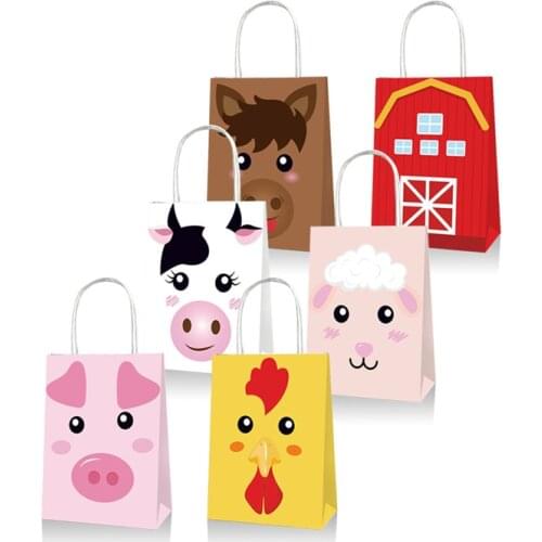 Farm Gift Boxes Candy Bags Animals Party Supplies Treat Box Baby Shower Decoration Sheep Pig Cow Farm House Kids Birthday Decor