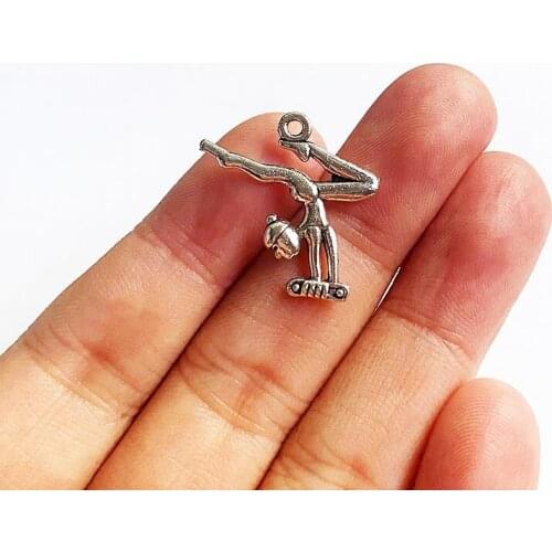 10pcs /Lot 23x22mm Gymnastics Charms Tibetan Silver Color Pendant For Making Fit DIY Jewelry Handmade Accessories Crafts