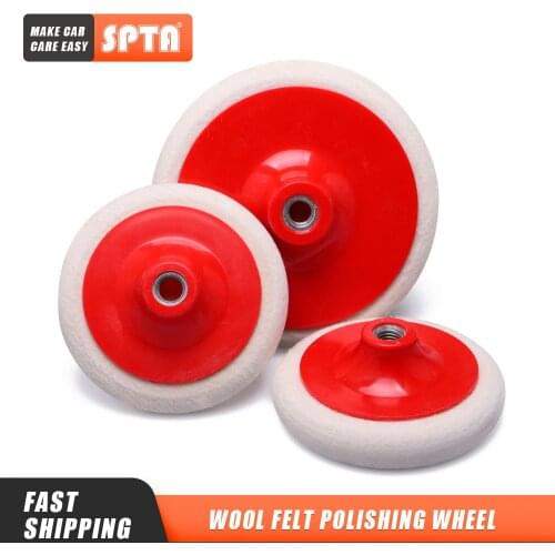 SPTA 4Inch / 5Inch / 6Inch Wool Felt Polishing Pads M14 Thread Felt Wheel Flocking Buffing Pad Car Paint Finish Polishing Disk