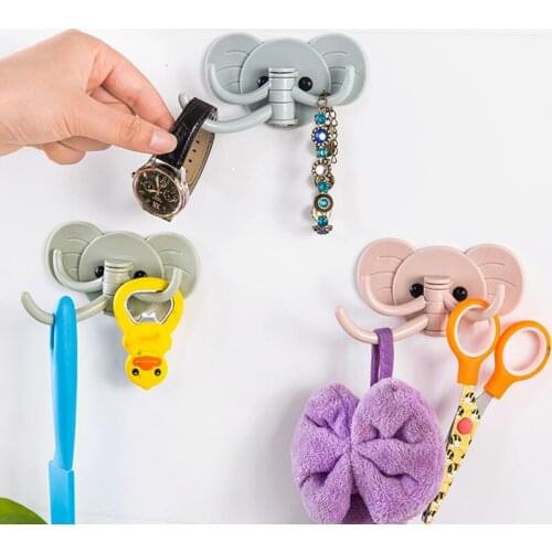 QuickDone Decorative Wall Key Holder Cute Elephant Plastic Wall Shelf Rack Hook Kitchen Organizer Bathroom Accessory HG0552