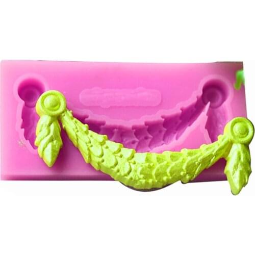 Retro embossed European decorative head surround fandont silicone wedding birthdaycake decoration mold