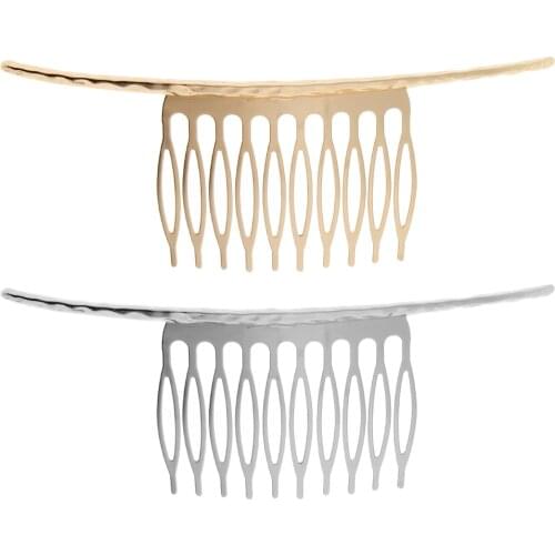 2PCS DIY Blank Metal Hair Clips Hair Comb 10 Teeth Lady Bridal Accessories