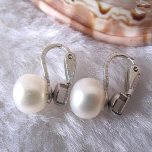 New Unique Pearls Jewellery Store 8-9mm White Color Freshwater Pearl Clip Stud Earrings Charming Women Wedding Birthday Gift
