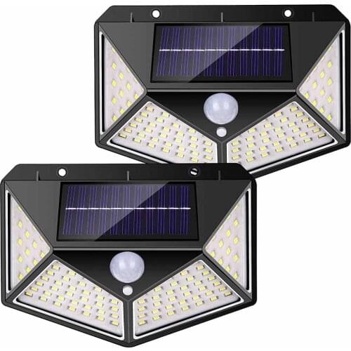 Solar Wall Lights Outdoor 100 LED Motion Sensor induction Security Lights wireless Powered Waterproof Garden Fence Door