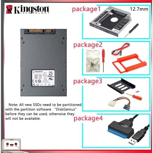 Original Kingston SSD жесткий диск 240 gb SATS 3 HDD 2.5 inch Disco Duro ssd with Hdd Caddy/Optibay or Adapter For PC Laptop