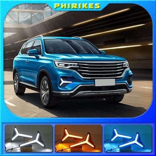 LED Daytime Running Lights DRL Fog Lamp with Yellow Turn Signal Lamp For Roewe RX5 MAX 2019