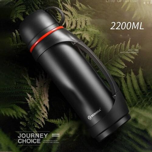 2200ml Thermos with Strap Stainless Steel Thermos Bottle Men Vacuum Flask Portable Outdoor Car Travel Insulated Pot