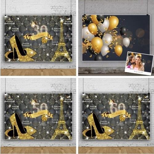 Happy 30-60th Birthday Diamond Balloon Background Ladies Party Decoration Photography Studio Photo Kids Custom Vinyl Backdrop