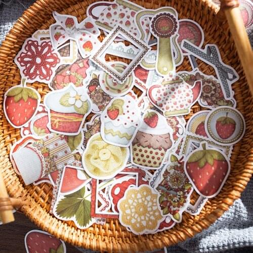 Vintage Showa Style Strawberry Photo Frame Sticker DIY Scrapbooking Junk Journal Base Collage Gift Seal Decoration
