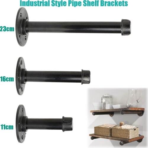 Iron Industrial Pipe Holder Shelf Bracket Vintage Retro Black S/M/L Brackets Wall Floating Shelf Home Decor Storage Holder
