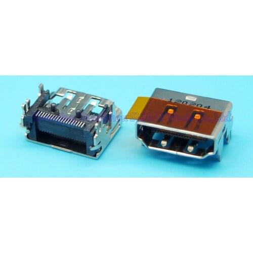 10pcs/lot hd connector 19Pin HDMI Jack 180 Degree 4 Fix Foot DIP HD Interface For laptop