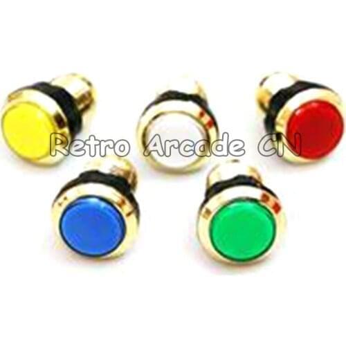 16pcs /set 12V LED Illuminated button Chrome plated gold Push Button for DIY arcade kit Raspberry pi 3 Jamma mame machine