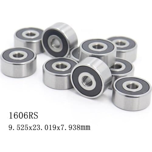 1606 2RS ABEC-1 (10PCS) 3/8"x29/32"x5/16" inch Miniature Ball Bearings 9.525mm x 23.019mm x 7.938mm 1606 RS