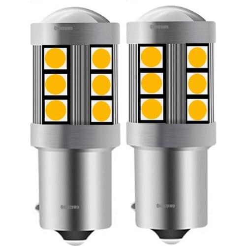 2pcs 1156PY 7507 PY21W BAU15S 3030 LED Car Rear Direction Indicator Auto Front Turn Signals Light Amber Yellow 12V