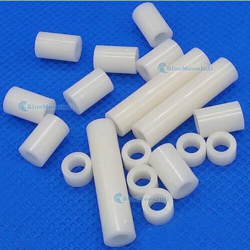 20/50 pcs M4 Plastic Nylon ABS Round Non-Threaded Standoff Spacer Washer Screw Bolt Height 4-25mm White