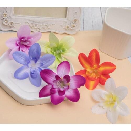 20pcs 8CM Artificial Fake Silk Orchid Flower Head For Diy Flower Garland Headwear Wearth Decorative Accessory
