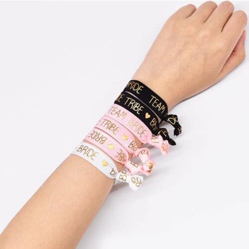 6/11pcs Wedding Decorations Bracelet Team Bride To Be Tribe Hand Band Head Rope Hair Accessories Hen Night Bachelorette Party