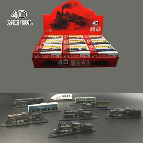9pcs/lot DIY Fantasy 4D Retro Mini Assembly Plastic Train Sets Diecast Model Handmade Children Toy Collection Edition A318