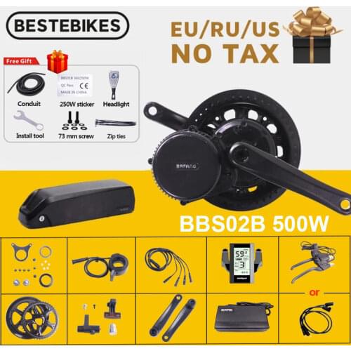 Bafang Motor BBS02B BBS02 36V 500W Mid Drive 8fun Electric Bicycle Conversion Kits 36V21AH Samsung Cells Lithium Battery Kit