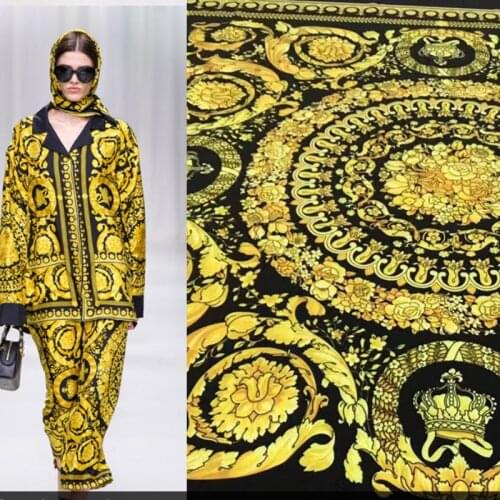 Baroque Fashion Brand Show Digital Printing Fashion Clothing Polyester Custom Fabrics Cloth for Dress Per Meter Alibaba Express
