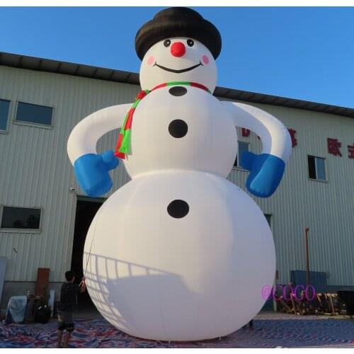 Free air ship to door,outdoor giant inflatable snow man,10m 33ft high holiday decoration inflatable snow man model for sale
