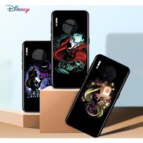 Disney Animation Cartoon Princess Black Cover For Huawei Mate 40 RS Porsche Design 30 20 X 10 Lite Pro Plus Black Phone Case