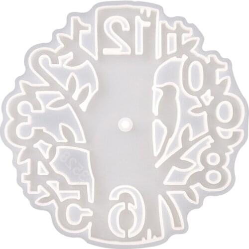 Tree Bird Wall Clock Epoxy Resin Mold Clock Ornaments Silicone Mould DIY Crafts Home Decorations Casting Tool