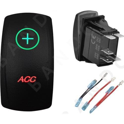 ACC Rocker Switch Green&Red Led Lamp Laser Etched 5P ON-OFF SPST Button Switch for the ARB/Carling/NARVA ,Camper Car，Jumper Wire