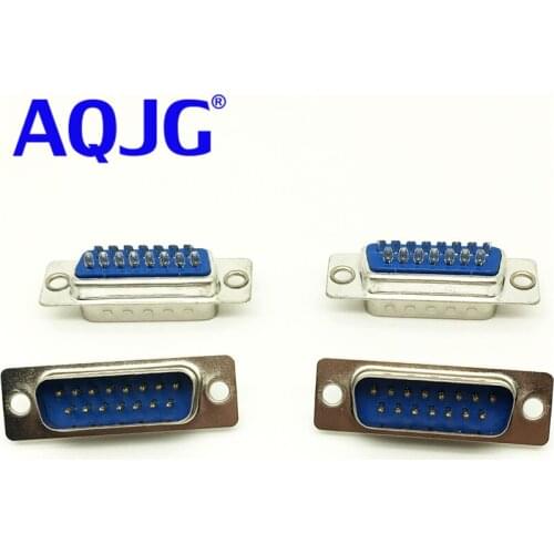 100pcs/lot DB15Serial Port Connector DB15 female socket / Plug connector 15pin copper COM socket adapter db15 Male