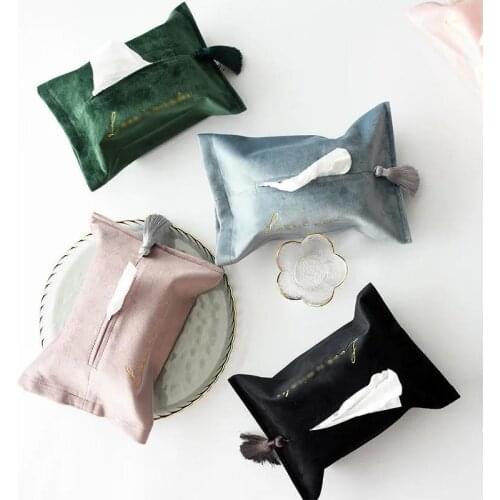 Creative Personality Nordic Velvet Tissue Bag Household Living Room Bathroom Pumping Paper Bag Tissue Box Car Tissue Cover