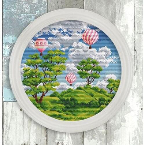 Circular Chart-River Valley Four Seasons Cross Stitch Kit Package Greeting Needlework Counted Kits Embroidery cross stitch set