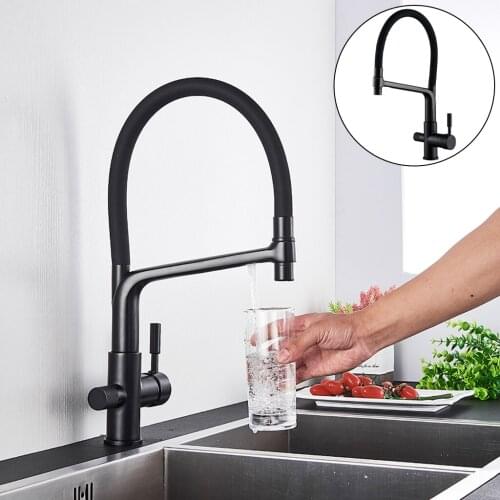 Kitchen Sink Faucet Pull Down Water Filter Faucet 3 Way Swivel Mixer Taps