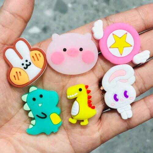 Hot Sales Wholesale 50PCS Mix Pig Rabbit PVC Craft Flat Back DIY Boys Girls Shoes Charms Embellishment Scrapbooks Party Present
