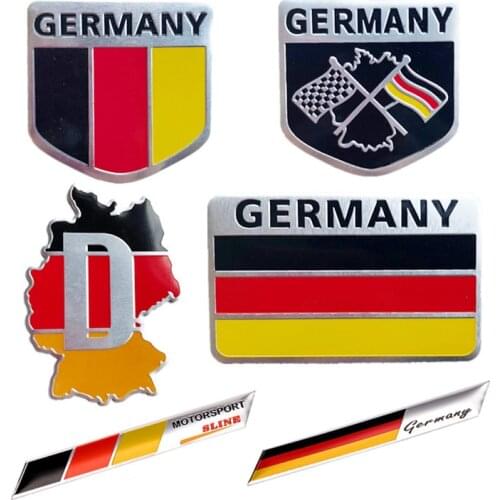 Metal 3D Germany Flag Badge Emblem Deutsch Car Sticker Decal Grille Bumper Window Body Decoration for Benz VW Audi