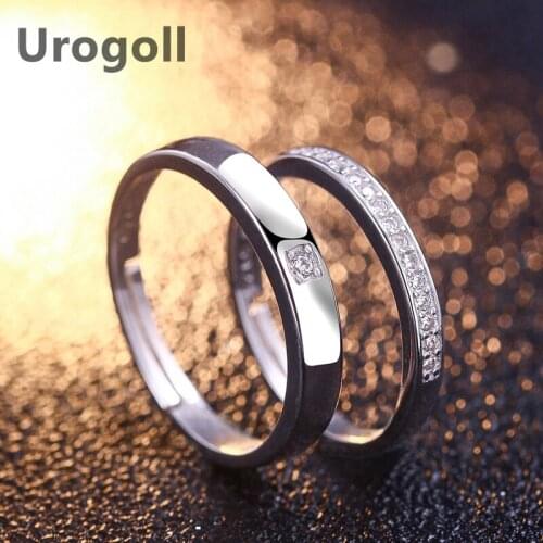 Fashion Wedding Couple Rings 100% Real 925 Sterling Silver Rings Anniversary Zircon Ring Jewelry Accessories Gift For Lover