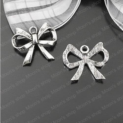 Fashion Jewelry Findings Accessories charm pendant Alloy Antique Silver color 22*19MM Bow 20 pcs (JM3301)